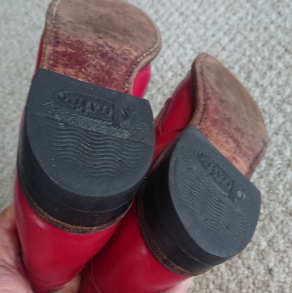 Justin red leather lace-up Packer boots SIZE 6 - Picture 12 of 13